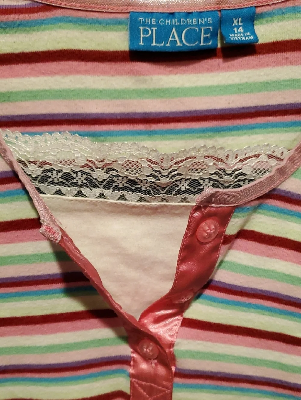The Children's Place Pink & Multi-Stripe Long Sleeve Shirt Size XL-14